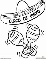 Mayo Cinco Coloring Pages Sombrero Printable Color Hat Mexican Kids Worksheet Worksheets Preschool Education Sheets Printables Crafts Holiday Activities Spanish sketch template