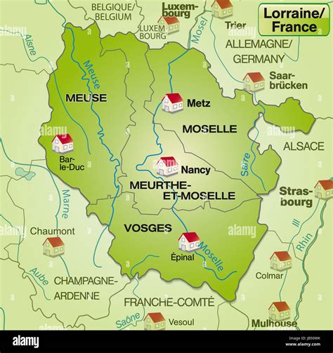 lothringen  frankreich als umgebungskarte mit grenzen diese karte