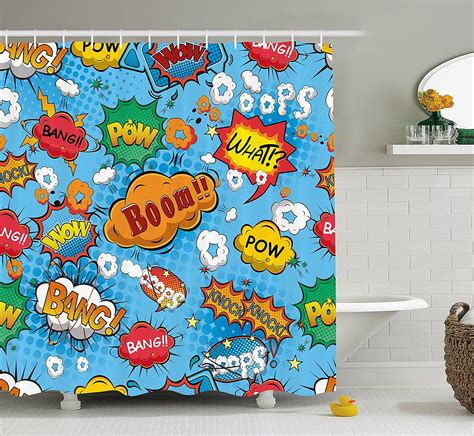 Superhero Shower Curtain By Famous Comic Strip Speech Balloons Icon