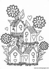 Coloring Pages Birdhouse House Color Colouring Cartoon Sheets Adults Colour Detailed sketch template