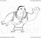 Olympic Cartoon Outlined Waving Buff Athlete Man Clipart Cory Thoman Coloring Vector sketch template