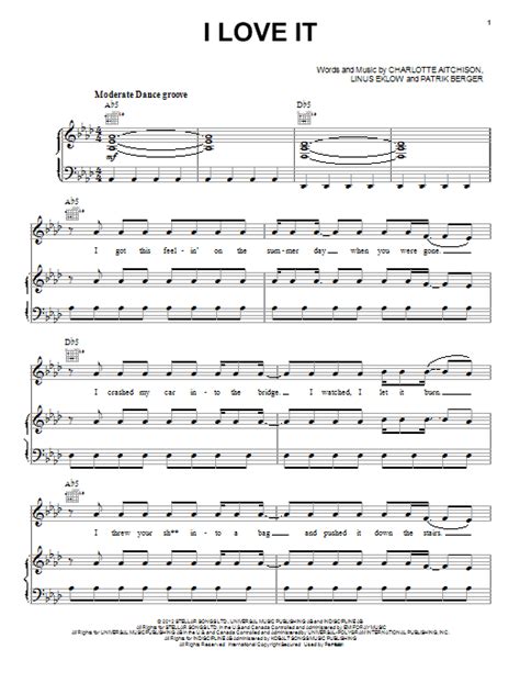 i love it sheet music by icona pop piano vocal and guitar right hand melody 98067