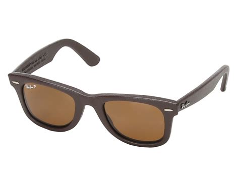 ray ban rb2140 leather wrapped wayfarer polarized 50mm in brown brown
