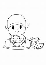 Pocoyo Watermelon Categories Coloring sketch template