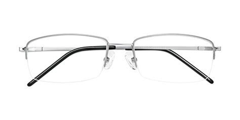 Silver Thin Rectangle Semi Rimless Eyeglasses Philip