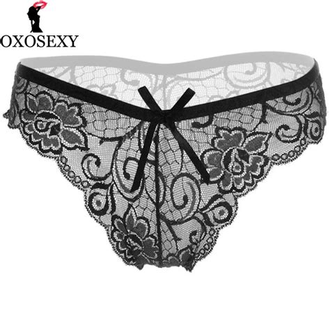 Black Bow Sexy Panties Women Lace Low Rise Solid Sexy Briefs Female