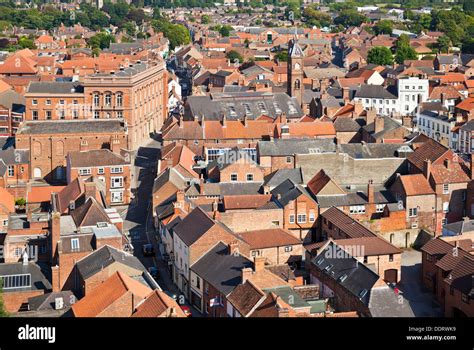 aerial view   houses  streets   small town  louth lincolnshire england uk gb eu