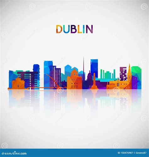 dublin skyline silhouette  colorful geometric style stock vector