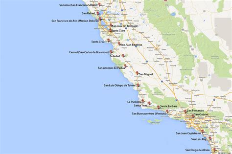 california missions map   find