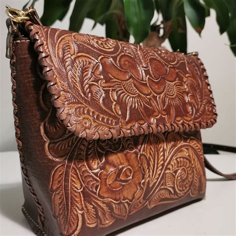 womens leather bag hand tooled leather vintage bag handbags