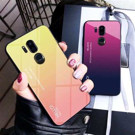 Luxury Tempered Glass Case For Lg G7 G 7 Mirror Cases Gradient Glossy