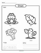 Green Color Worksheets Coloring Things Preschool Kindergarten Printable Colors Activities Kids Trace Toddlers Pages Write Pre Learning Yellow Kidsparkz Red sketch template
