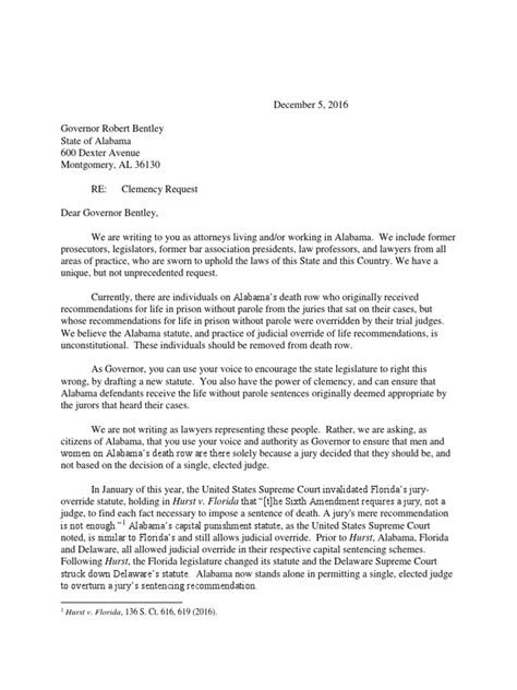 governor sample pardon letter template