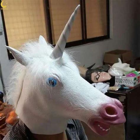 ochine factory price creepy unicorn head latex mask halloween costume