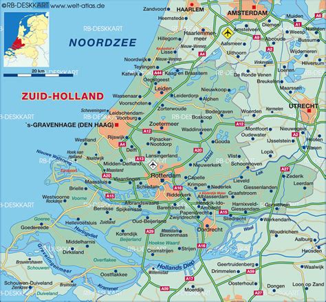 map  zuid holland state section  netherlands welt atlasde