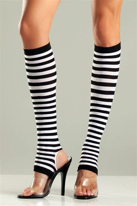 nwt sexy be wicked stripes striped knee highs stockings stirrup toeless