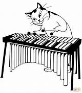 Marimba Coloring Cat Plays Pages Categories sketch template