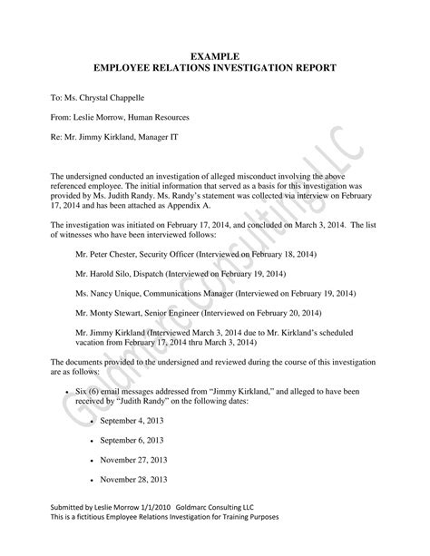 10 Workplace Investigation Report Examples Pdf