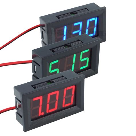 mini dc    led digital voltmeter  wire display voltmeter volt ammeters detector