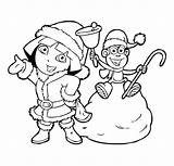 Dora Coloring Explorer Pages Printable Christmas Kids sketch template