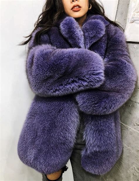 pin  aja  olor rl purple fashion fox fur jacket fur