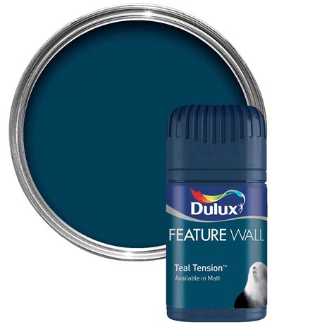 dulux feature wall teal tension matt emulsion paint  tester pot
