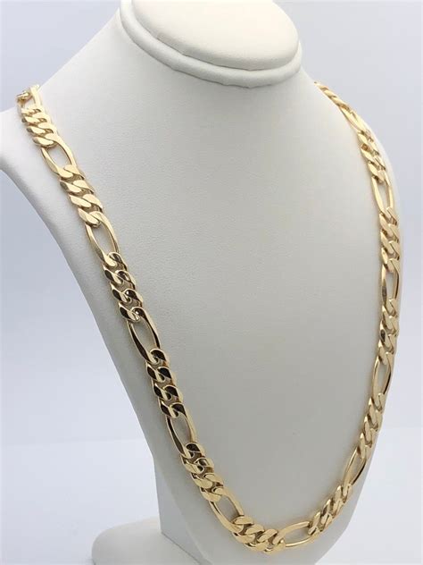 mens  yellow gold solid figaro chain necklace link  mm grams ebay