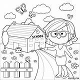 Coloring Building Pages House School Hospital Getcolorings sketch template