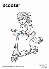Colouring Pages Scooter Coloring Transport Motorhome Caravan Getcolorings Scooting Printable Village Activity Explore Color Activityvillage sketch template