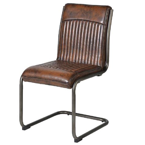 Vintage Brown Faux Leather Metal Frame Dining Chair By The Orchard