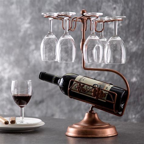 2019 Metal Wine Rack Wine Glass Holder Countertop Free
