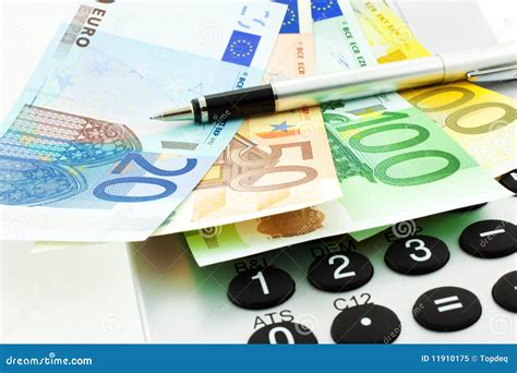 euro notes  calculator   stock image image  finance letter