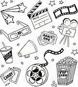 Movie Doodle Themed Drawings Doodles Film Pages Istockphoto Bullet Journal sketch template