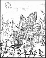 Haunted Coloring House Pages Mansion Drawing Disney Prairie Little Castle Halloween Printable Print Cartoon Printables Colouring Color Kids Deviantart Getcolorings sketch template