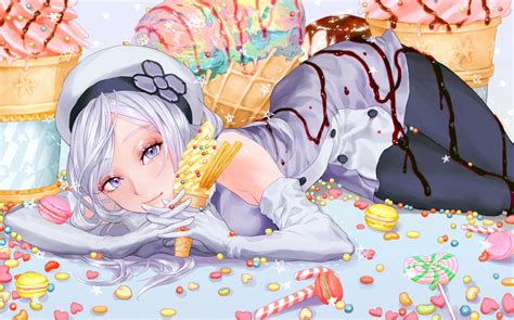 wallpaper illustration food anime girls cartoon ice
