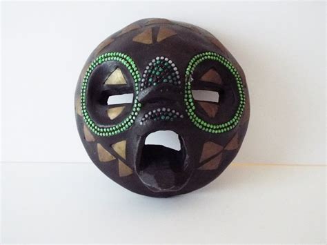 vintage african wood mask tribal ghana round inlay beaded 9 african masks healthy weight