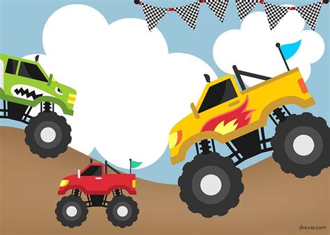monster truck party printables printable templates