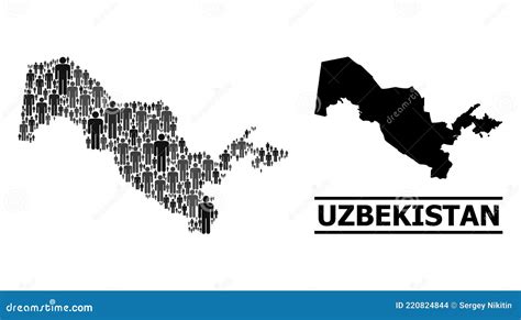 Vector Demographics Mosaic Map Of Uzbekistan And Solid Map Stock Vector