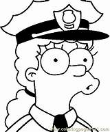 Simpson Maggie Marge Coloring Pages Policewoman Printable Cartoons Color sketch template