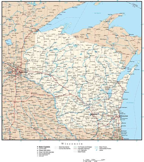 wisconsin map  adobe illustrator vector format map resources