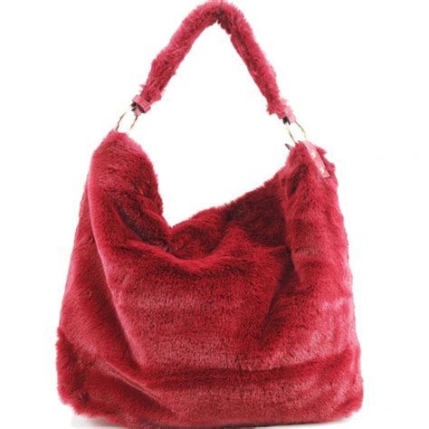 ladies xj faux fur tote shoulder grab hand bag women girls winter collection clicktostyle