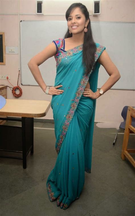 anchor anasuya hot unseen photos in saree low hip saree actress