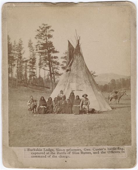 buckskin lodge sioux prisoners gen custers battle flag captured