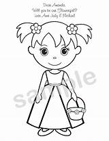 Coloring Girl Pages Flower Chinese Wedding Printable Flowergirl Kids Book Color Activity Girls Etsy Personalized Getcolorings Party sketch template