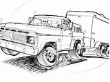 Truck Ford Coloring Pages Old Drawing Drawings Trucks F100 Sketch Pickup Pick 1953 Printable Colouring Vintage F350 Custom 1973 Paintingvalley sketch template