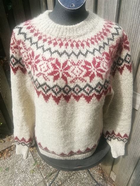 vintage handgebreide ijslandse wollen trui etsy wollen truien trui