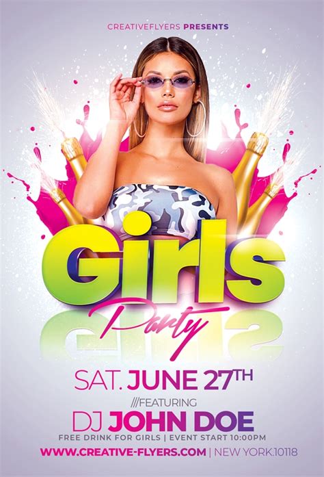 girls party flyer template   psd creative flyers