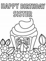 Birthday Coloring Printable Cards Happy Sister Card Print Dad sketch template