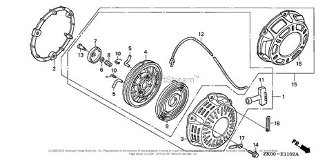 honda engines gx vxa engine jpn vin gcae  parts diagram  recoil starter