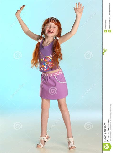 Little Redhead Pre Teen Fashion Girl Model In A Summer